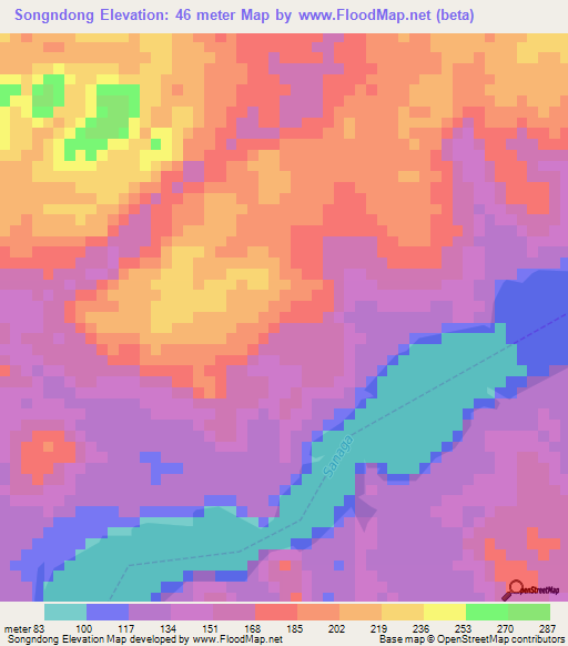 Songndong,Cameroon Elevation Map