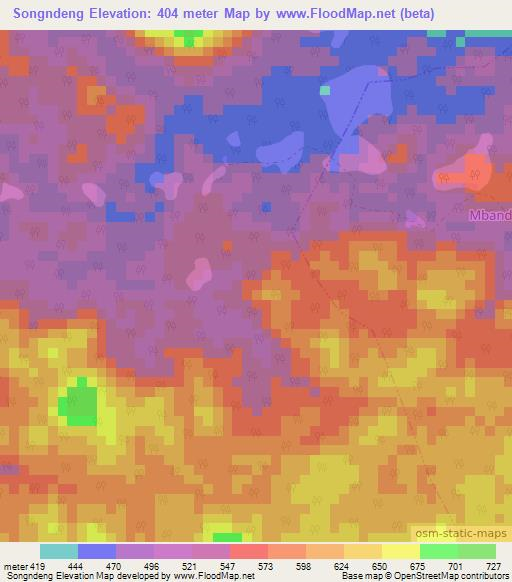 Songndeng,Cameroon Elevation Map