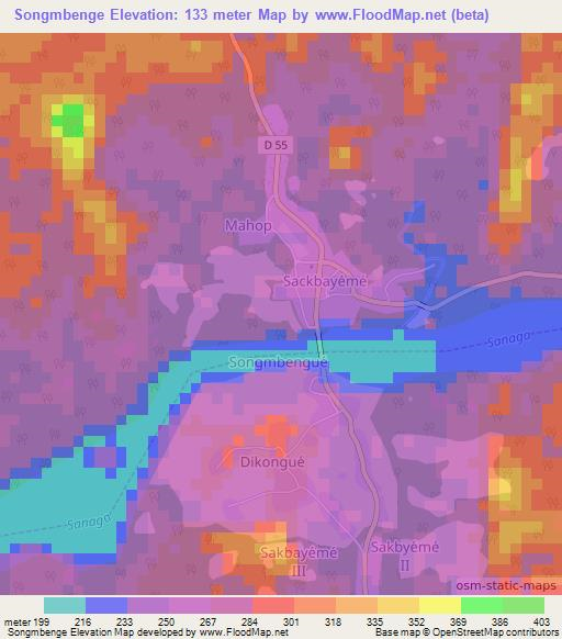 Songmbenge,Cameroon Elevation Map