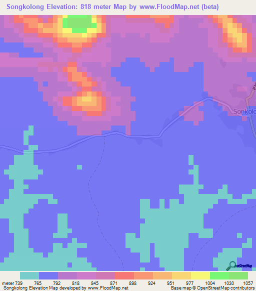 Songkolong,Cameroon Elevation Map