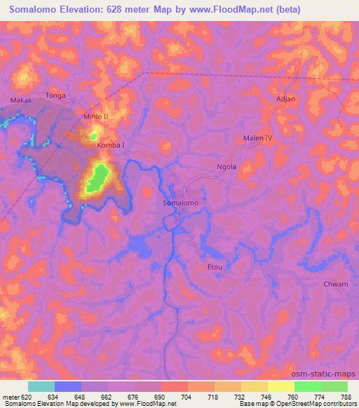 Somalomo,Cameroon Elevation Map