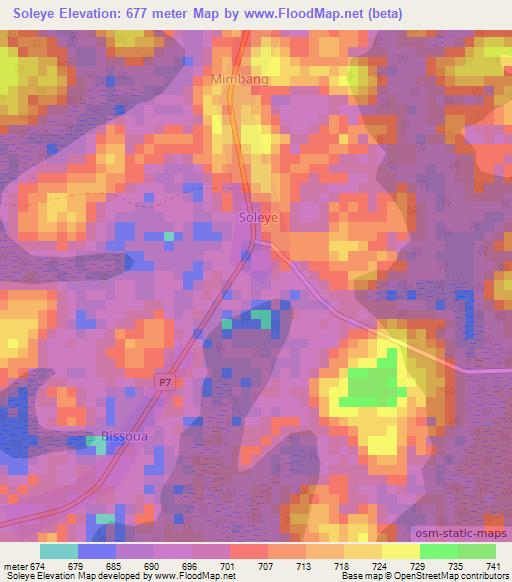 Soleye,Cameroon Elevation Map