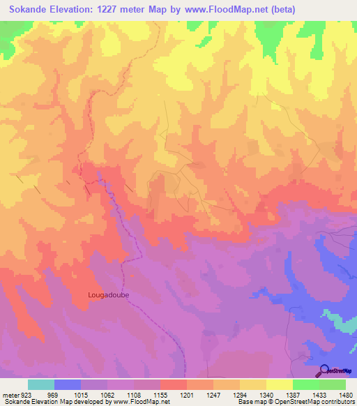 Sokande,Cameroon Elevation Map