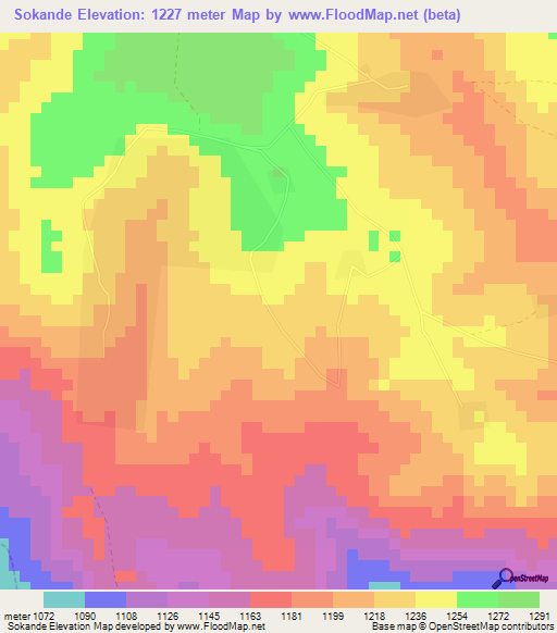 Sokande,Cameroon Elevation Map