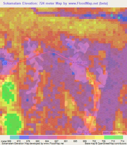 Sokamalam,Cameroon Elevation Map