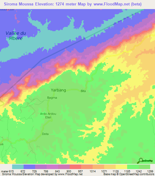 Siroma Moussa,Cameroon Elevation Map