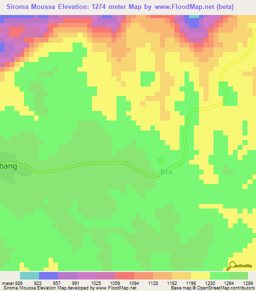 Siroma Moussa,Cameroon Elevation Map