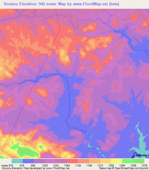 Sioutou,Cameroon Elevation Map