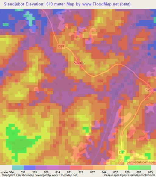 Siendjebot,Cameroon Elevation Map