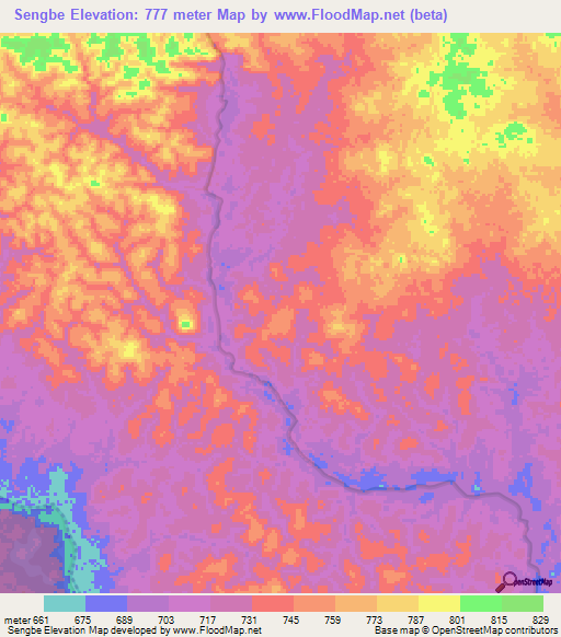 Sengbe,Cameroon Elevation Map