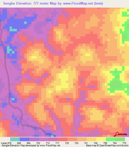 Sengbe,Cameroon Elevation Map