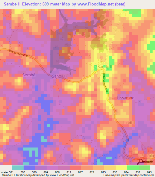 Sembe II,Cameroon Elevation Map