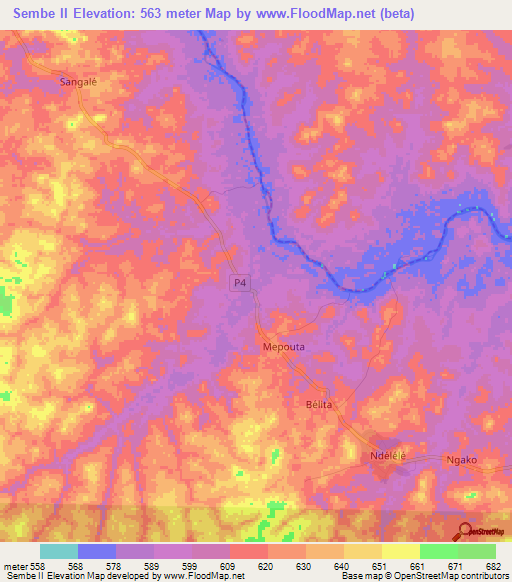 Sembe II,Cameroon Elevation Map