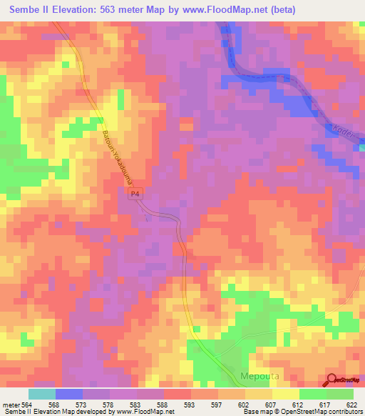 Sembe II,Cameroon Elevation Map