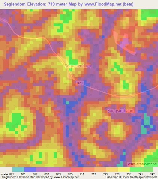 Seglendom,Cameroon Elevation Map