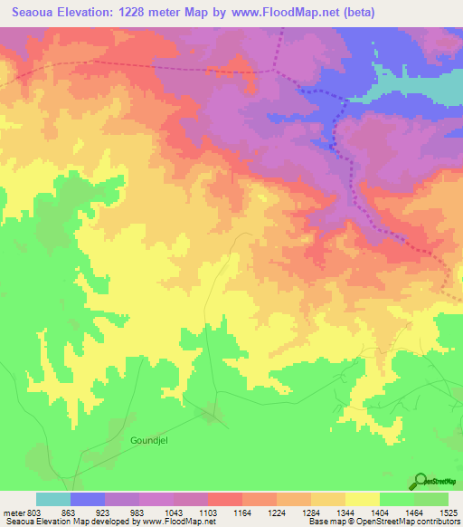 Seaoua,Cameroon Elevation Map