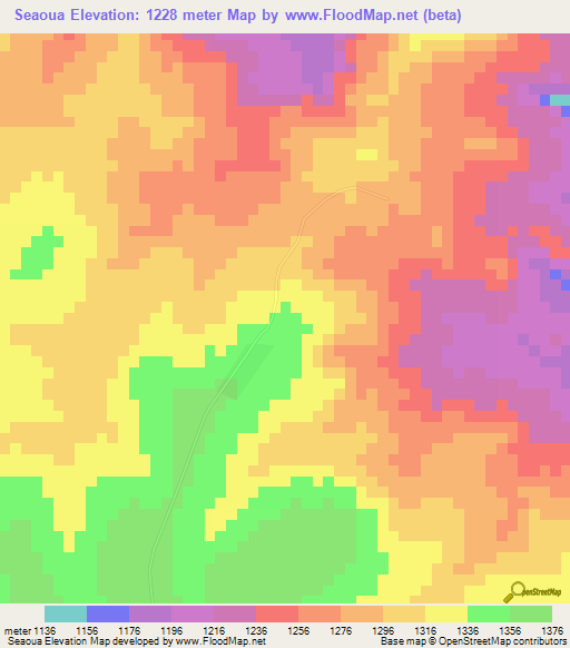 Seaoua,Cameroon Elevation Map