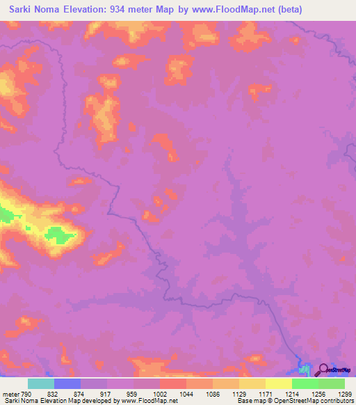 Sarki Noma,Cameroon Elevation Map