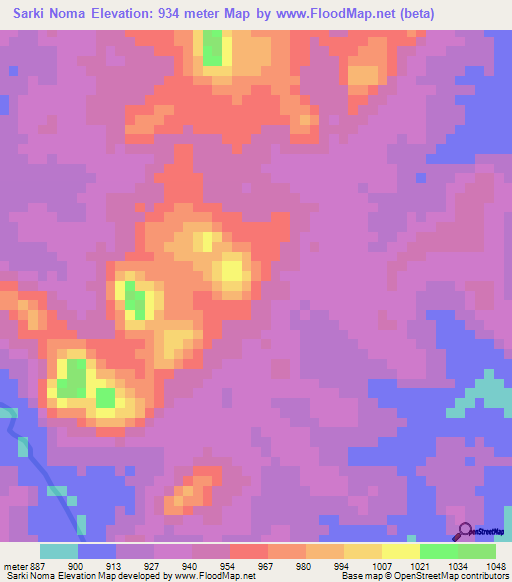 Sarki Noma,Cameroon Elevation Map