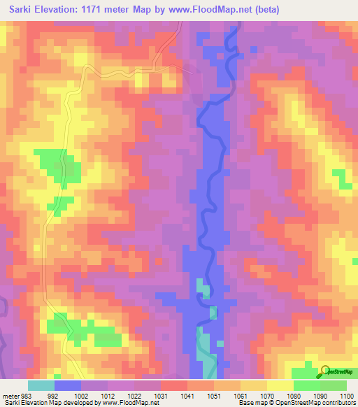 Sarki,Cameroon Elevation Map