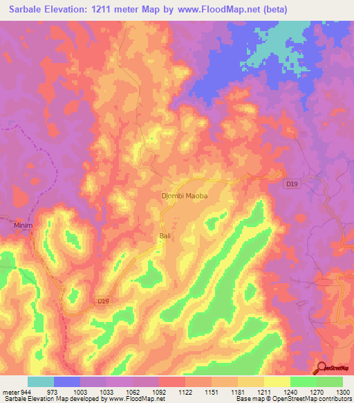 Sarbale,Cameroon Elevation Map