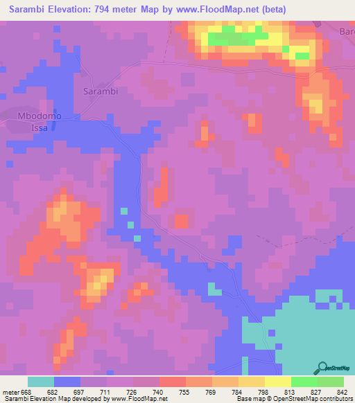 Sarambi,Cameroon Elevation Map