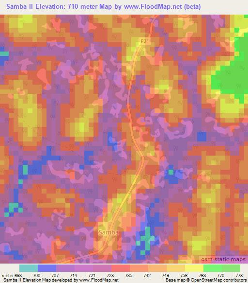 Samba II,Cameroon Elevation Map