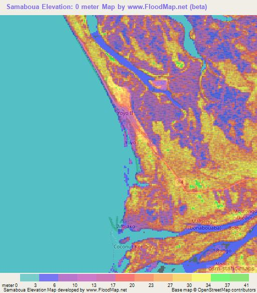 Samaboua,Cameroon Elevation Map