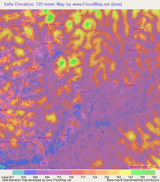 Salle,Cameroon Elevation Map