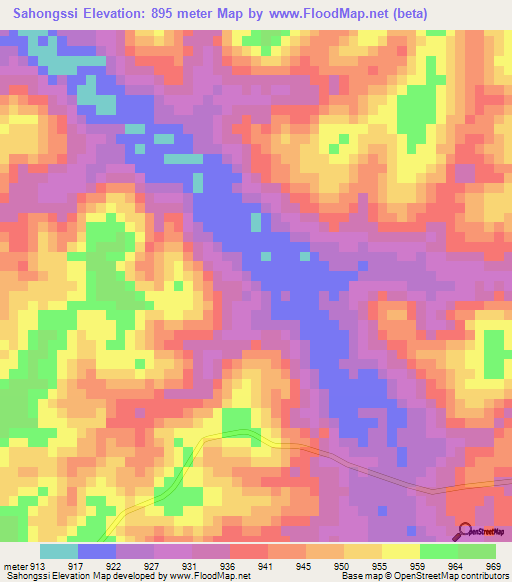 Sahongssi,Cameroon Elevation Map