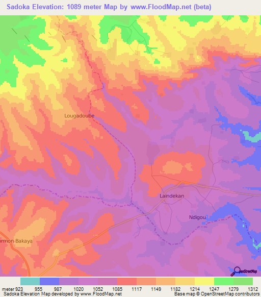 Sadoka,Cameroon Elevation Map