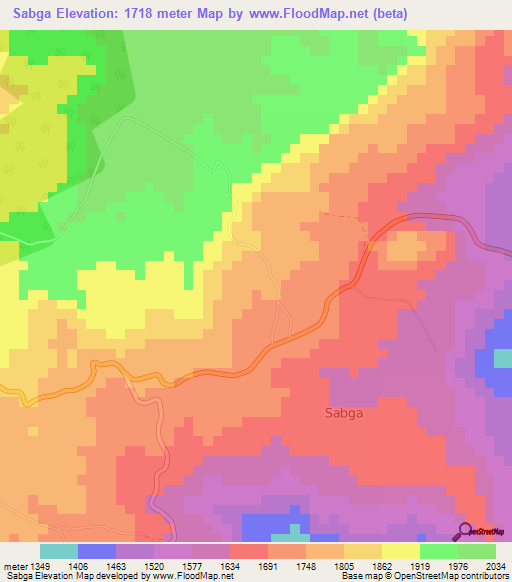 Sabga,Cameroon Elevation Map