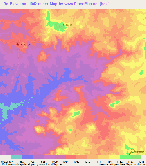 Ro,Cameroon Elevation Map