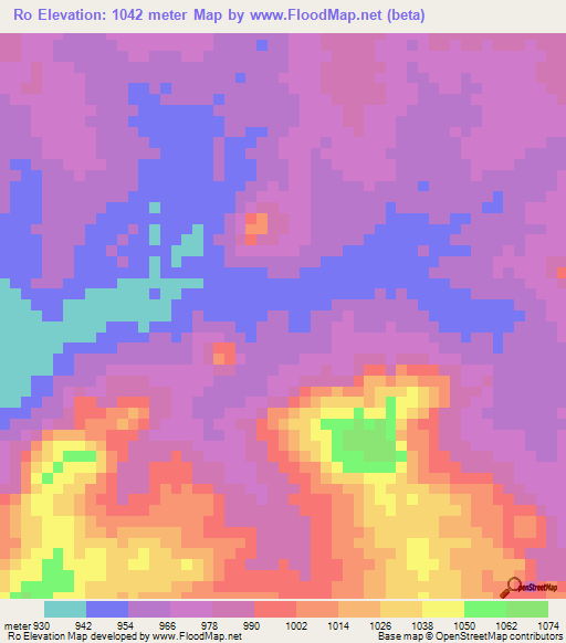 Ro,Cameroon Elevation Map