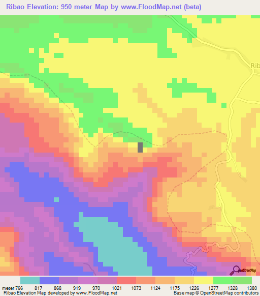 Ribao,Cameroon Elevation Map