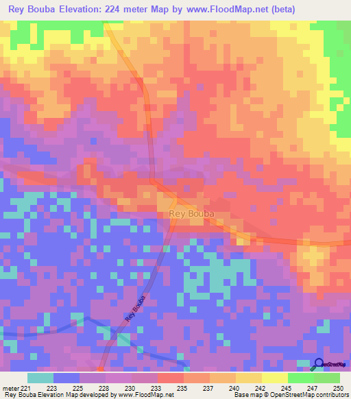 Rey Bouba,Cameroon Elevation Map