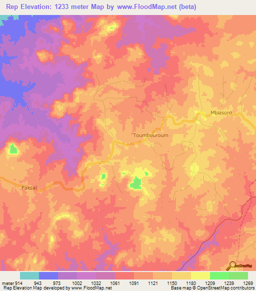 Rep,Cameroon Elevation Map