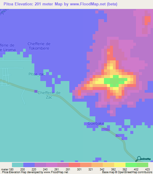 Pitoa,Cameroon Elevation Map