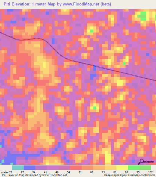 Piti,Cameroon Elevation Map