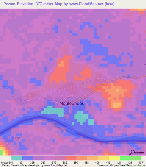 Pezam,Cameroon Elevation Map