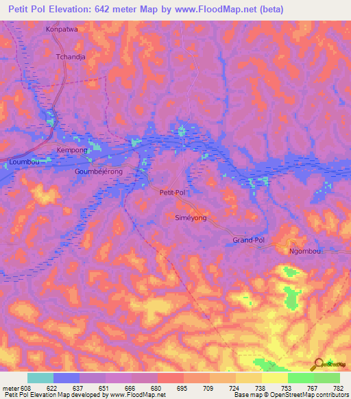 Petit Pol,Cameroon Elevation Map