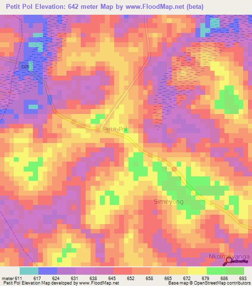 Petit Pol,Cameroon Elevation Map