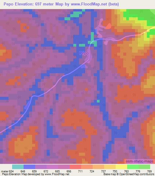 Pepo,Cameroon Elevation Map