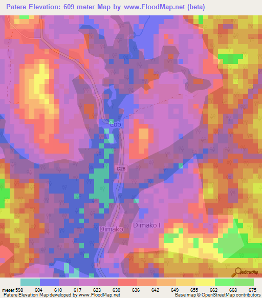 Patere,Cameroon Elevation Map