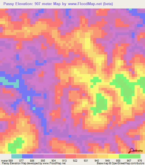 Passy,Cameroon Elevation Map