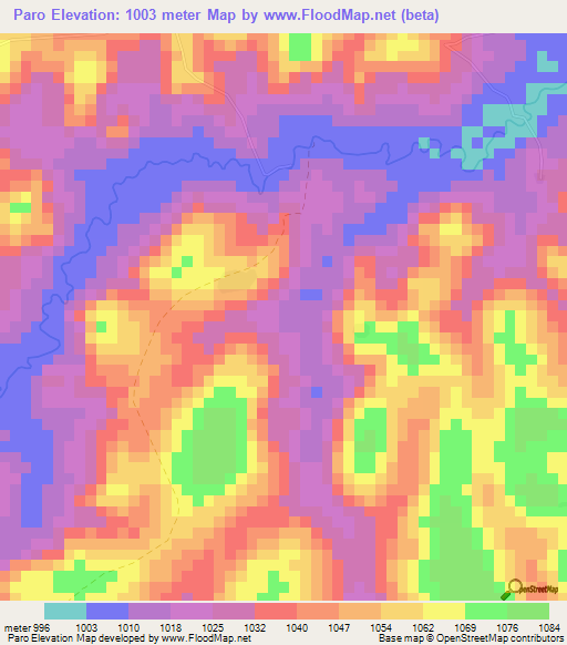 Paro,Cameroon Elevation Map