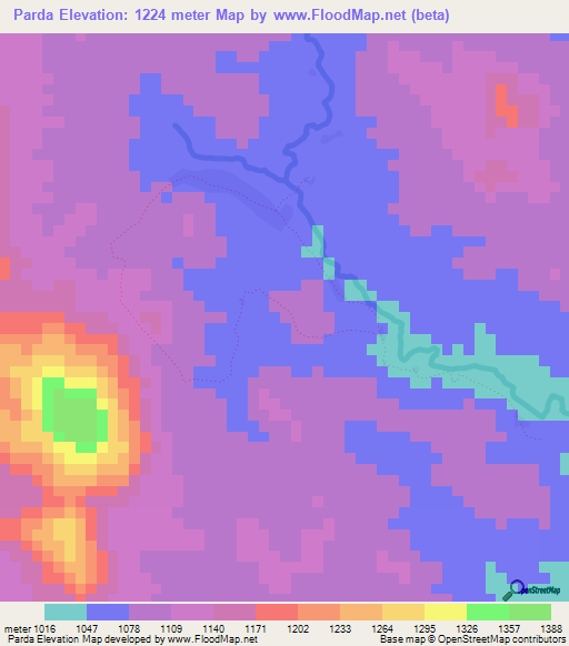 Parda,Cameroon Elevation Map