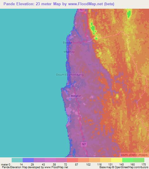 Pande,Cameroon Elevation Map