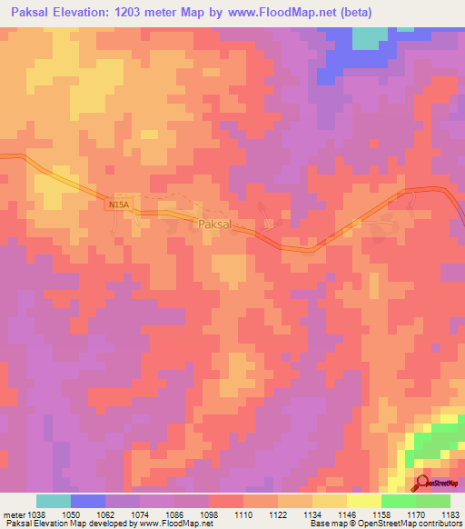 Paksal,Cameroon Elevation Map