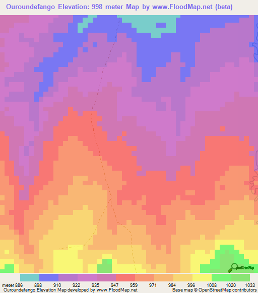 Ouroundefango,Cameroon Elevation Map